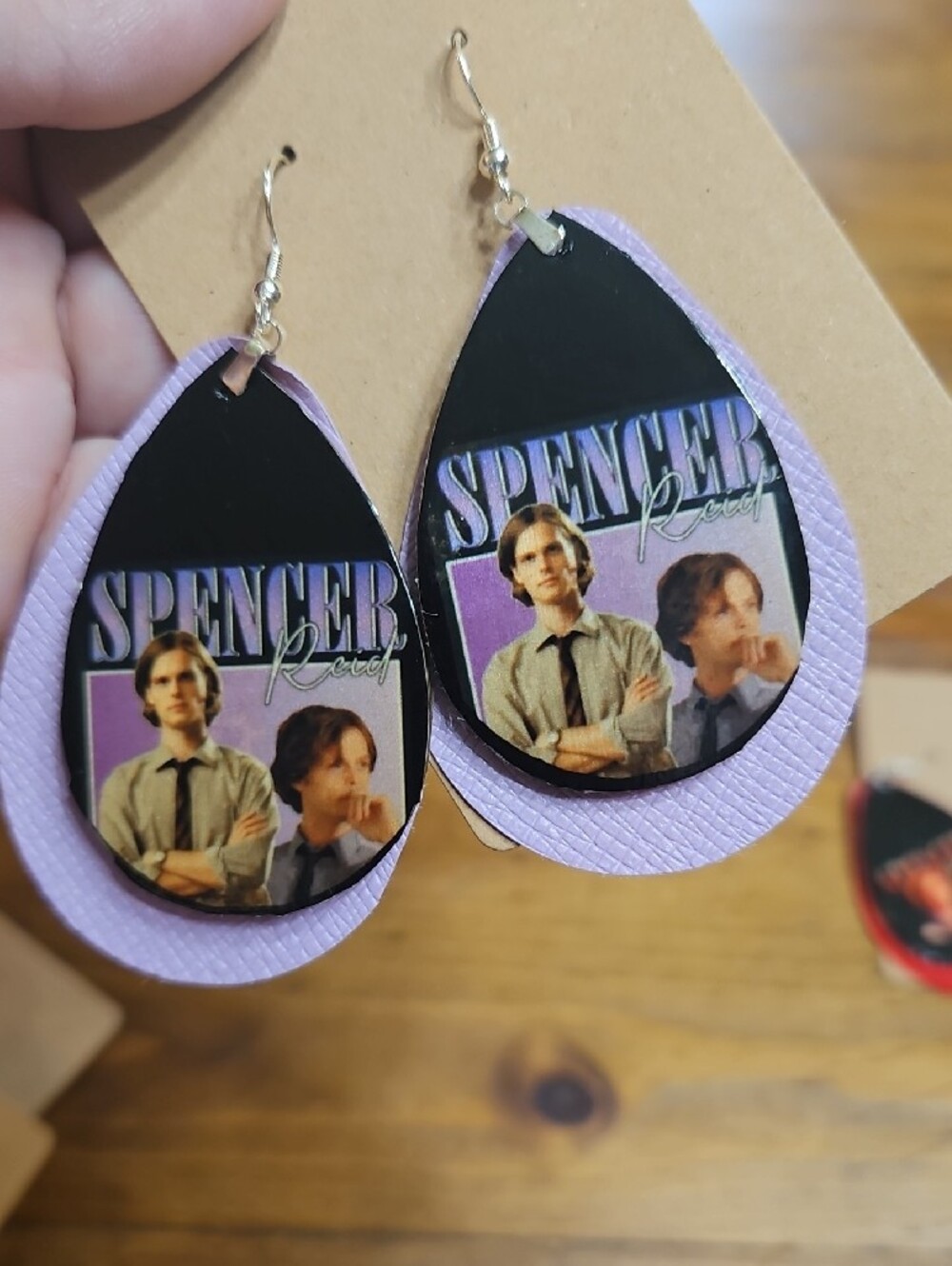 Spencer Graphic Teardrop Earrings - Pink, Purple, Red, Blue - Picture 4 of 10